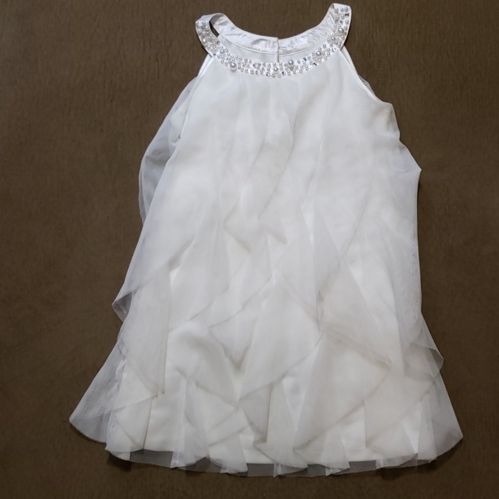 Girls Biscotti Pearl White Dress sz 6